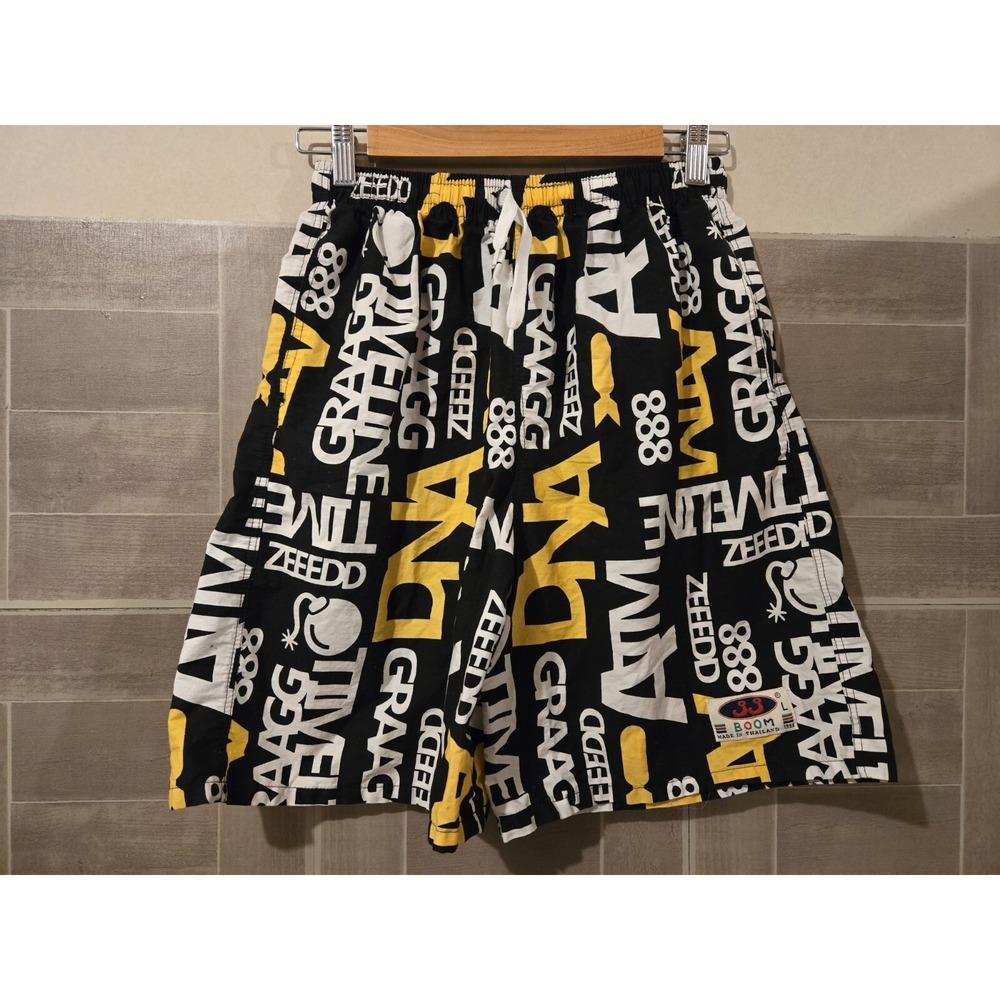 Boon Muay Thai Shorts Lightweight Black / Yellow MMA - Size Large